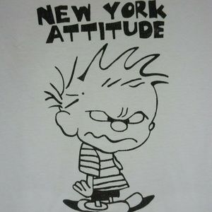 Vtg Tee Calvin Hobbes New York Attitude T-Shirt